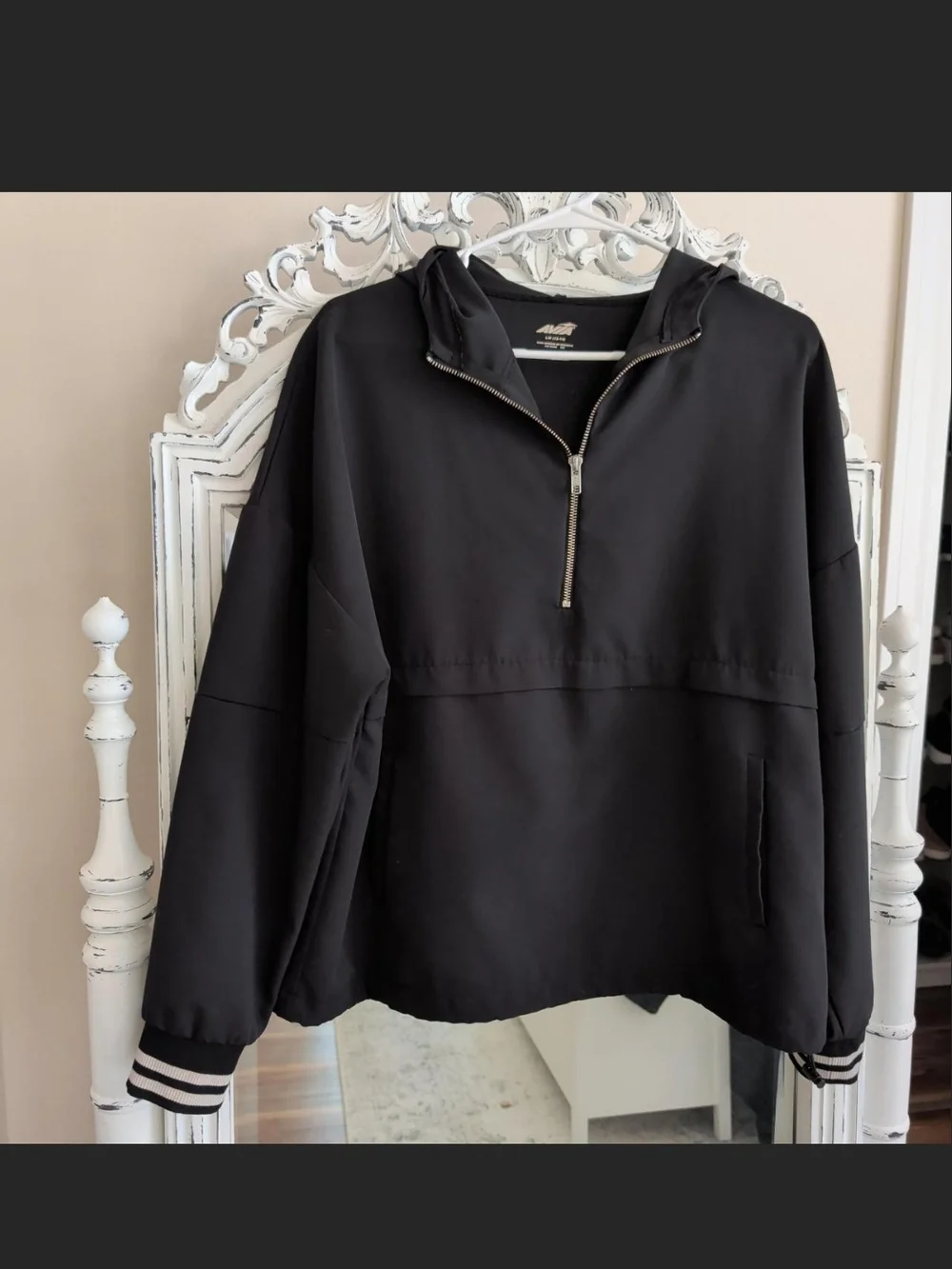 Black Quarter Zip Hooded Lightweight Jacket - Womens Size L